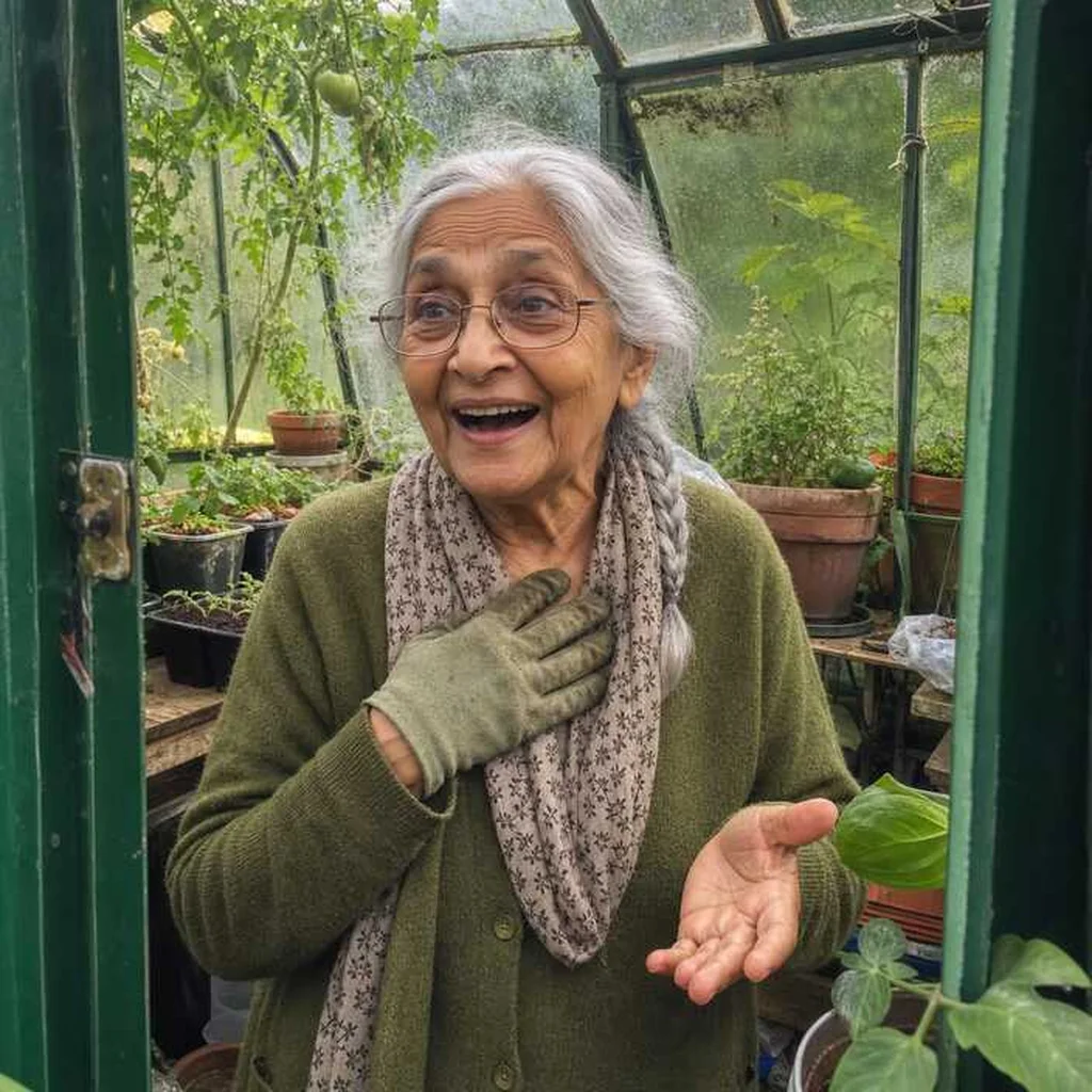Older woman looking joyful and astonished